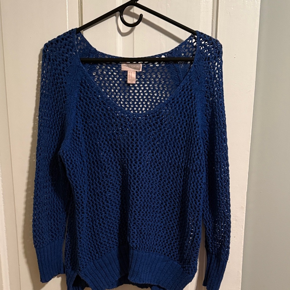Forever 21 Royal Blue Open-Knit Sweater